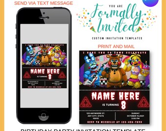 FNAF Invitation Canva Template Etsy FNAF Invitation Canva Template Etsy