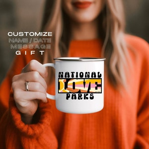 Custom National Park Gift, National Parks Camp Mug, Hiker Personalized National Park Mug, Custom Hiker Mug gift, Zion, Yosemite, Yellowstone