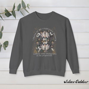 Lunar Moth Gothic Sweatshirt, Edgar Allan Poe Quote shirt, Book lover Floral Design, Literary Grunge College Crewneck, Bookish gift for her image 5