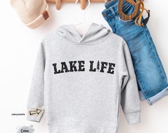 My first Lake Life Toddler Pullover Fleece Hoodie, Childs Cabin Life Sweatshirt, Baby Shower Gift for Camping, Family Vacay Lake Trip Gifts