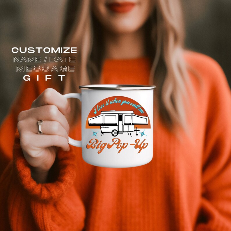 Custom Pop Up Camp Mug Personalize BIG POP-UP Camper Mug, Custom Camp Mug gift for him & her, Pop-Up Camper gift mugs, Custom Couple Present image 5
