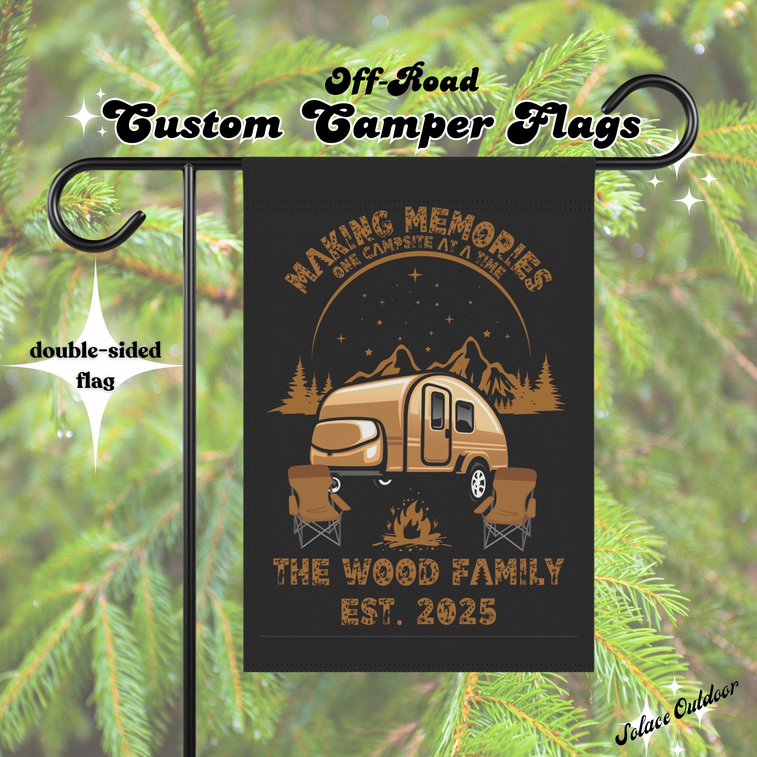 Bandera de lágrima para caravana, banderas personalizadas para camping, decoración personalizada para camping, creando recuerdos, un camping... Letrero de bandera para camping todoterreno, remolque de viaje