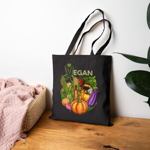 VEGAN Canvas Tote Bag Peace sign VEGAN accessories Vegetarian cotton market bag Veganism Love Vegan support Animal Rights Plant based Veggie