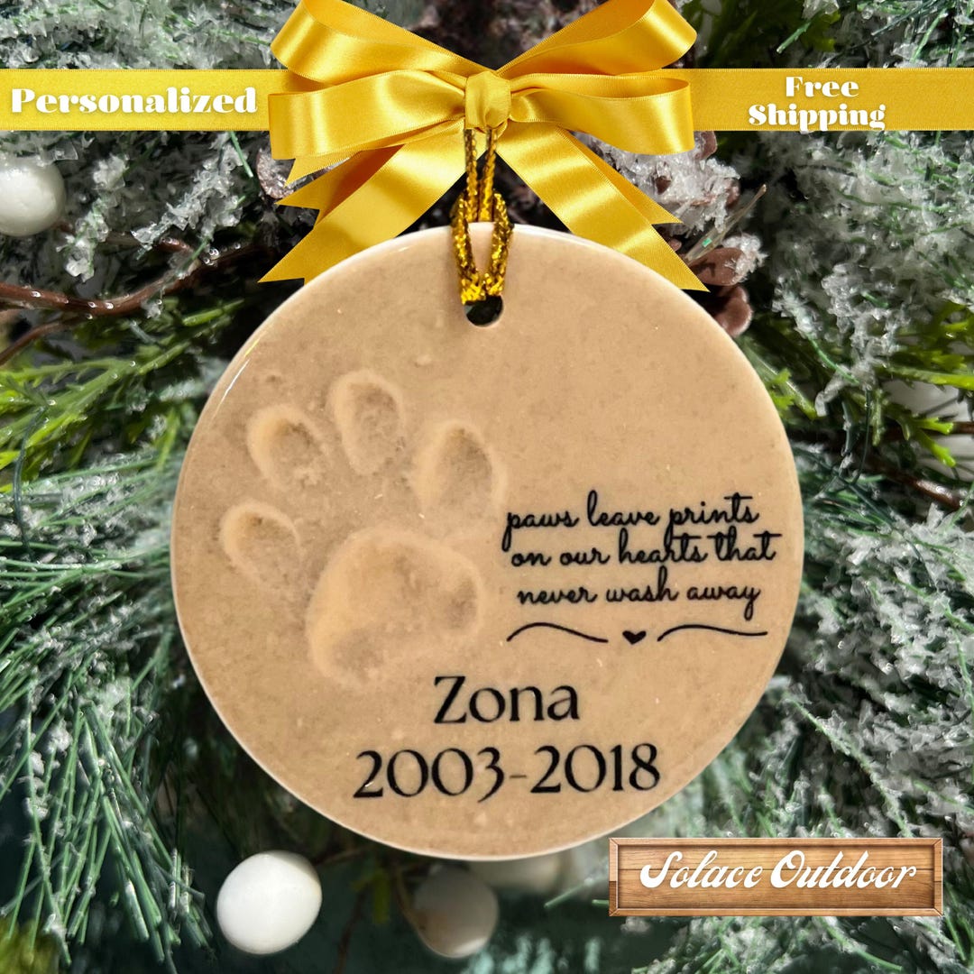 Personalized Pet Paw Ornament Paw Print in the Sand Pet Memorial ...