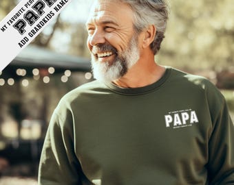 Custom Papa Sweatshirt with grandkids names - Papa Shirt with kids names  Grandpa Sweatshirt Daddy Sweatshirt New Grandpa Gift College Style