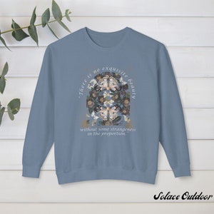 Lunar Moth Gothic Sweatshirt, Edgar Allan Poe Quote shirt, Book lover Floral Design, Literary Grunge College Crewneck, Bookish gift for her image 8