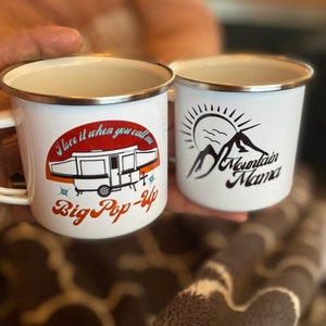 Custom Pop Up Camp Mug Personalize BIG POP-UP Camper Mug, Custom Camp Mug gift for him & her, Pop-Up Camper gift mugs, Custom Couple Present image 7