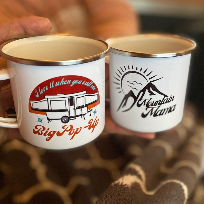 Custom Pop Up Camp Mug Personalize BIG POP-UP Camper Mug, Custom Camp Mug gift for him & her, Pop-Up Camper gift mugs, Custom Couple Present image 7