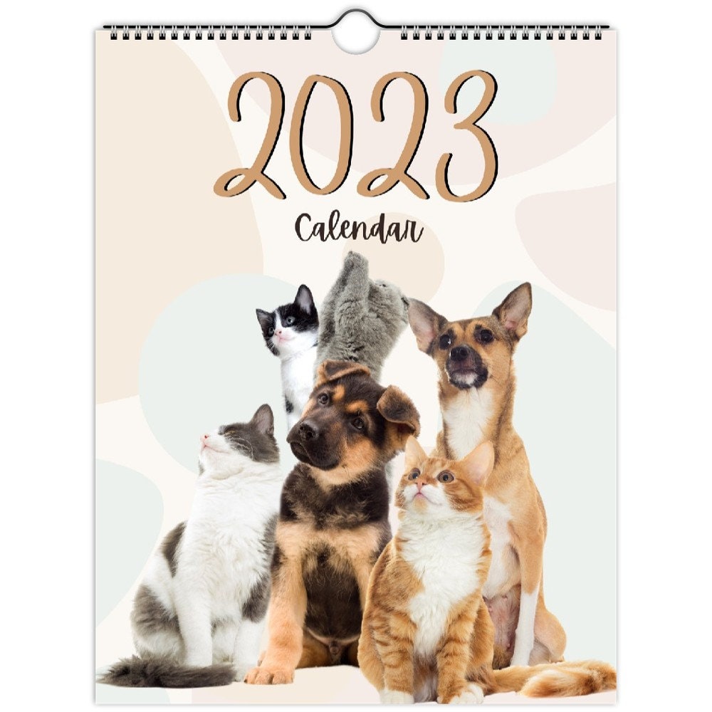 2023 Wall Calendar Cute Pets Calendar Dogs and Cats Vertical - Etsy