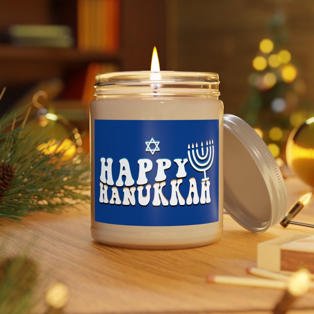 Hanukkah Gift, Jewish Holiday, Happy Hanukkah Scented Candle, Chanukah, Holiday Candles, Gift