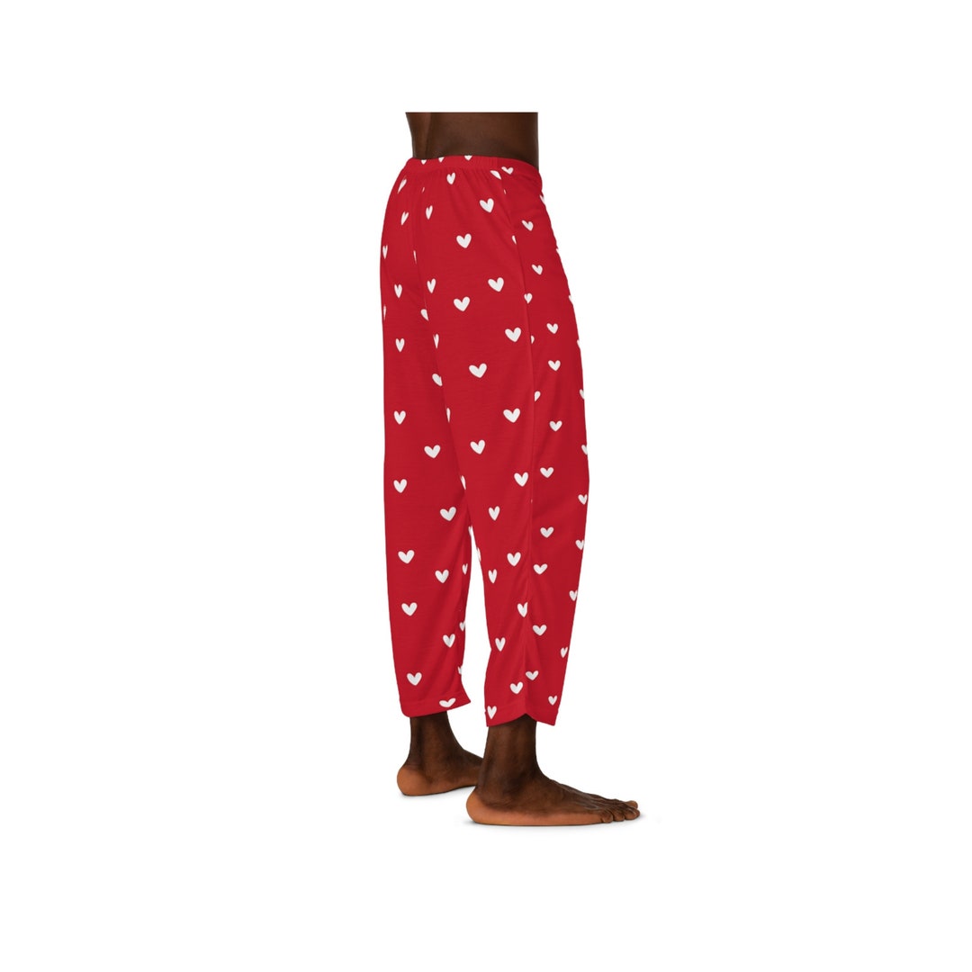 Valentines Day Pajama Pants, Lovers Day Red Little Hearts Pyjama