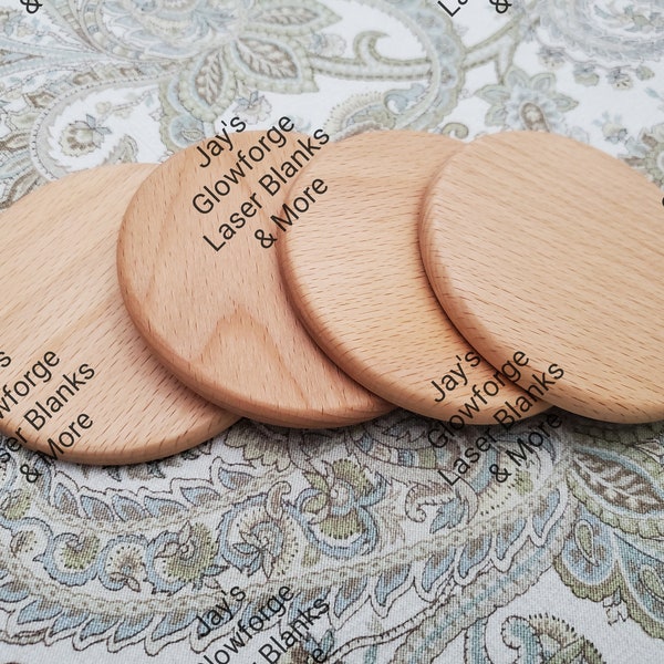 Round Beechwood Coasters (16 Qty) | Wood | Laser Blanks | Mira | Glowforge | Thunder | Wholesale | Drinks | Kitchen | Wine | Alcohol