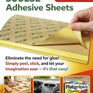 3M 300LSE Adhesive Sheets (23 Qty), 3M Sheets, Double Side Tape, Laser Safe, Wholesale, Glowforge, Laser Cutting image 3