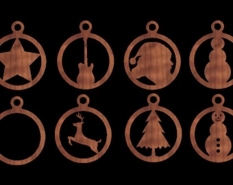 Ornamento per albero di Natale, Bundle dxf svg per laser cnc, plasma, Glowforge, file digitali Cricut Silhouette