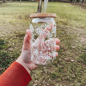 Wildflower Cup Iced Coffee Glass Floral Glass Can With Lid Straw Cute Boho Coffee  Cup for Women Friends Bridesmaids Mom EB3496WFL 