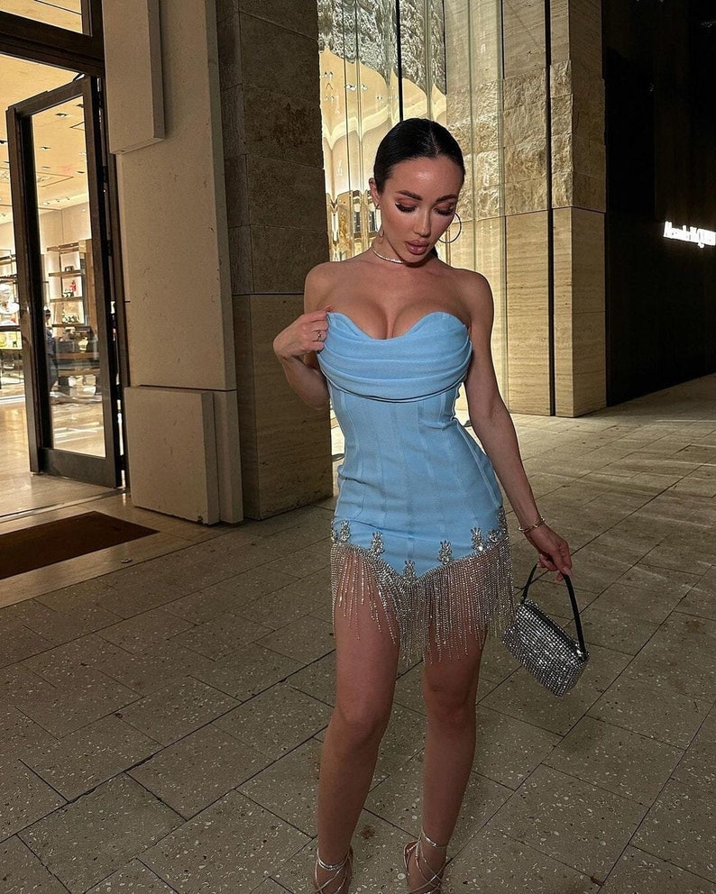 Striking Elegance Mini Dress Blue