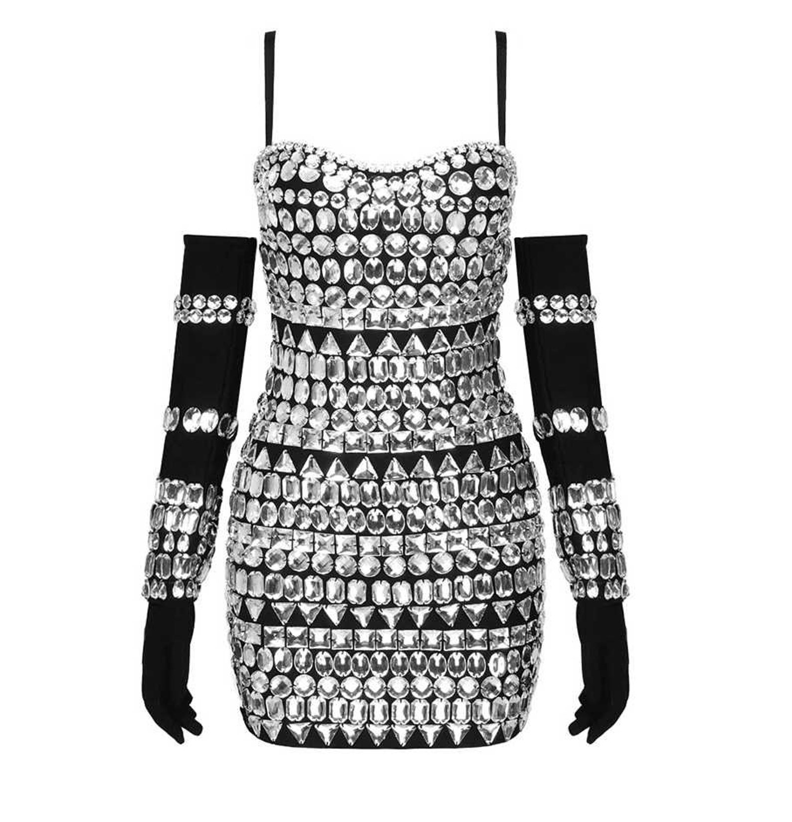 Long sleeve gloves irregular solid mini dress main image 0
