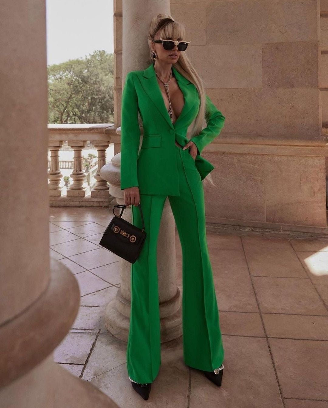 Green Matching Two Piece Pant Suit - Etsy