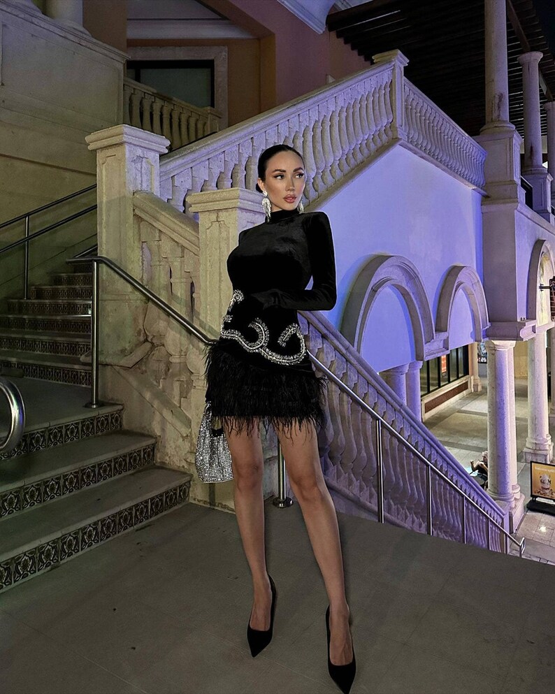 Black Long Sleeve With Gloves Mini Dress - Etsy