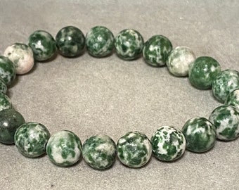 Handmade 8mm Tree Agate Gemstone Stretchy Bracelet, 6.5”.