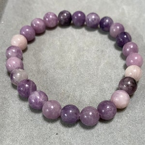 Handmade 8mm Lepidolite (dark or light) gemstone stretch bracelet