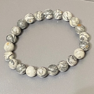 Handmade 8mm Picasso Jasper Gemstone Stretchy Bracelet