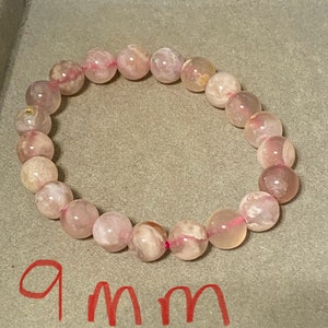 Handmade 6.5mm, 7mm, 7.5mm, 8mm, 8.5mm, and 9.5mm Flower Agate Gemstone Stretchy Bracelet