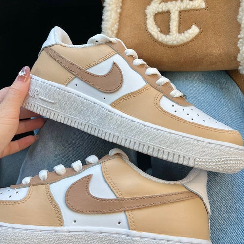 Mocha Latte Beige Custom Air Force 1 Customized Sneaker AF1 - Etsy Australia