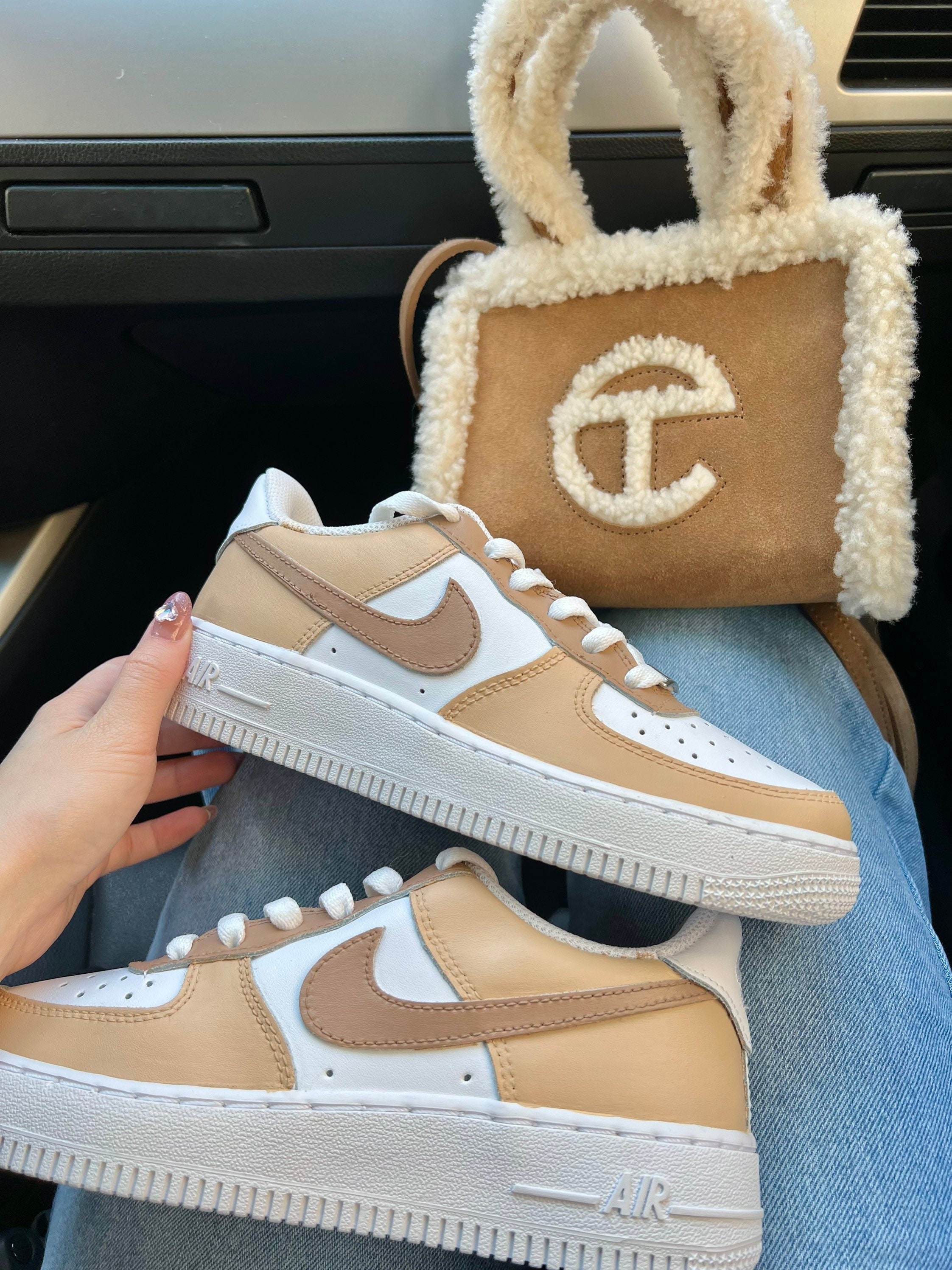 Mocha Latte Beige Custom Air Force 1 Customized Sneaker AF1 - Etsy Hong Kong