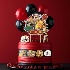 Custom Anime Birthday Cake Topper with One Piece Characters | Cupcake Toppers