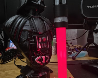 Lámpara de ambiente con sable de luz impresa en 3D: decoración de escritorio inalámbrica LED de Star Wars