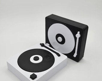 Plattenspieler Fidget | Drehbare Fläche & Click-Buttons | Retro Schreibtisch Spielzeug zum Stressabbau