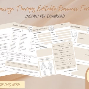 Massage Therapy Editbale Business Forms and Templates