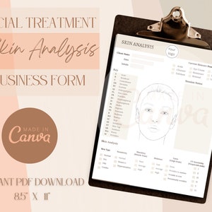 Facial Skin Analysis Editable Digital Template for Estheticians