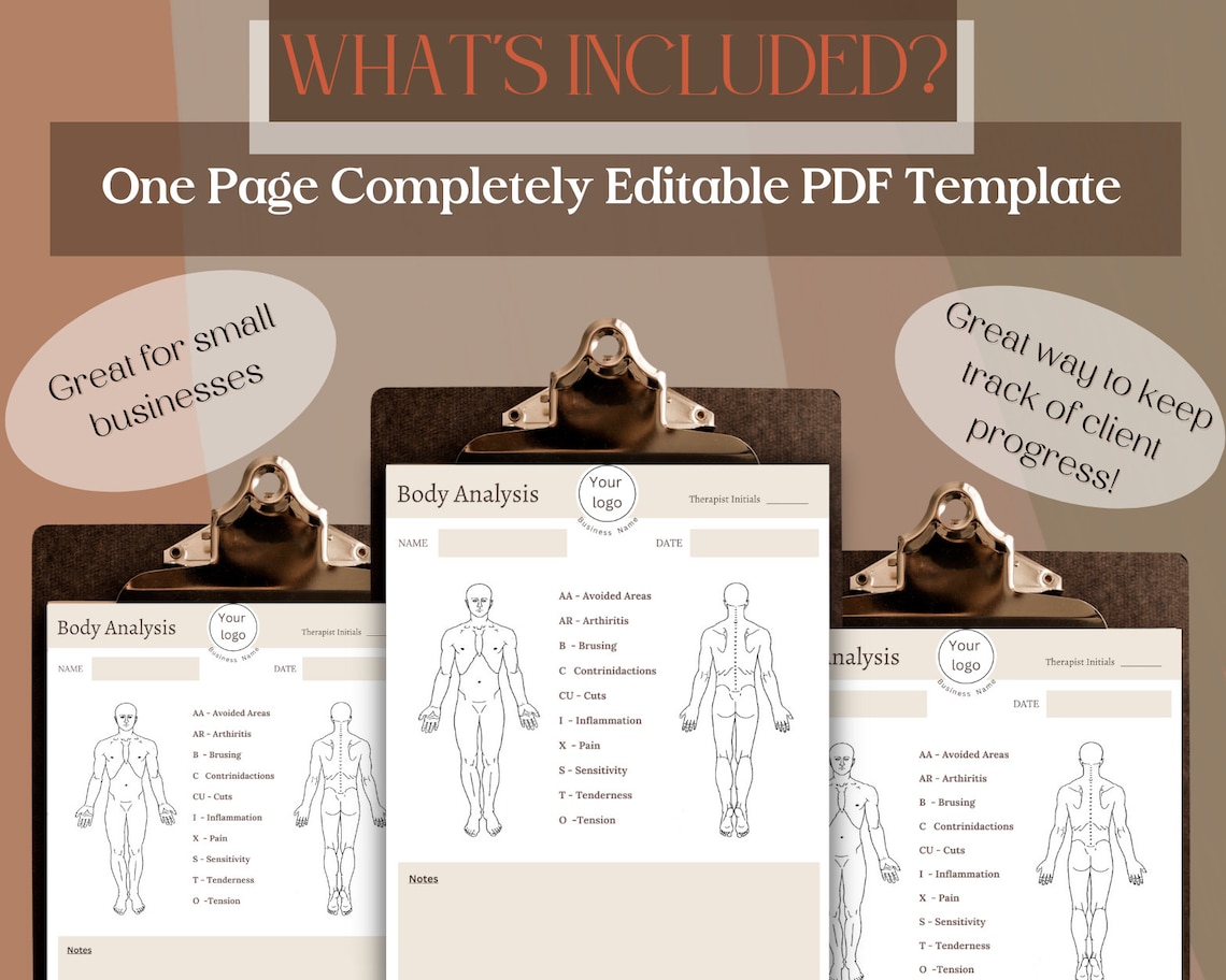 Body Analysis, Editable Business Form, Digital Download Template ...