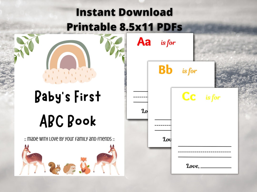 Baby's First ABC Book, Pink-purple RAINBOW, Printable, Baby's First ...