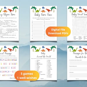 Dinosaur Baby Shower Games. Dinosaur Baby Shower Game Bundle. 6 Printables. Instant Download