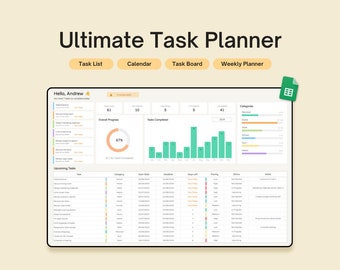 To Do List Template, Weekly Planner, Checklist Template, Weekly To Do List, Productivity Planner, Task Tracker, Google Sheets Template