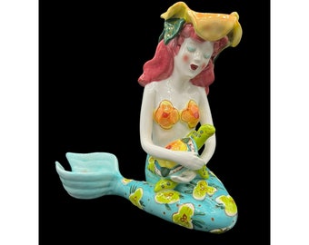 Mermaid & Turtle Double Tea Candle Holder Diane 2005 "Come Dream With Me..." NWT