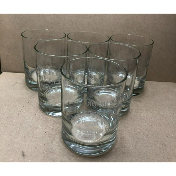 Golfers Quotes Etched Whiskey Glass Set Rock Tumblers Clear Glass Barware Set 6