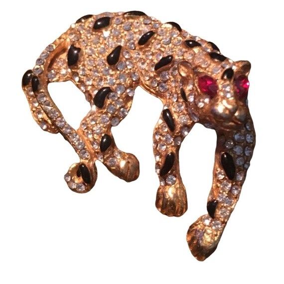 Amazing Jaguar / Leopard Crystal Statement Brooch… - image 1