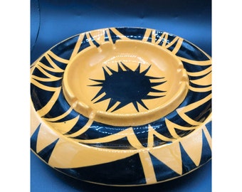 Hand-Painted Ashtray / Trinket Dish, R. Laner UTE Mountain Ute Tribe Pottery