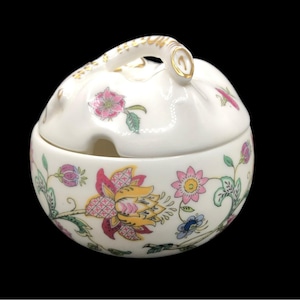 Barattolo per marmellata/gelatina in porcellana Bone China Minton Haddon Hall con coperchio, motivo floreale, 3 3/8&quot; X 3 1/2&quot; Prodotto in Inghilterra