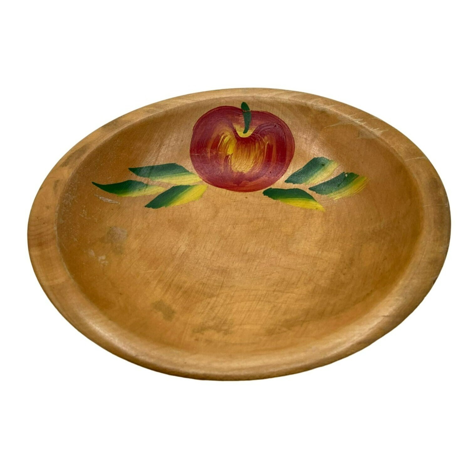 VTG Wooden Painted Footed Salad Serving Bowl 4 Individual Bowls  display picture 1