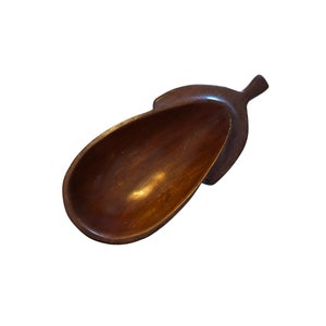 Vintage Mid Century Modern West Indies Mahogany Bowl Eggplant Pear Berry Shape