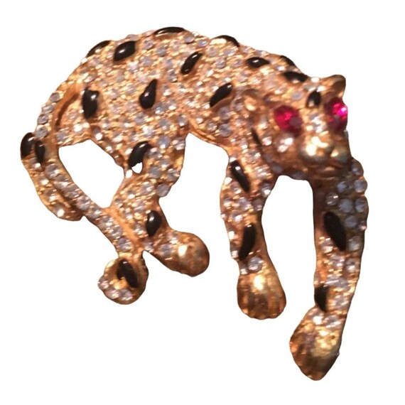 Amazing Jaguar / Leopard Crystal Statement Brooch… - image 3