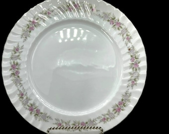 Dansico Teahouse Rose Pattern Japan Fine China Dinner Plate 10.5&quot; Fluted Edge