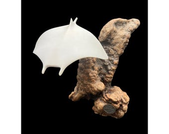 Manta Ray by John Perry 6in Long Airbrushed Sculpture on Polished