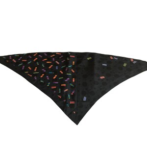 Vintage 1980s Silk Triangle Scarf  45&quot; x 26&quot; Bright Colored Squares Print #4