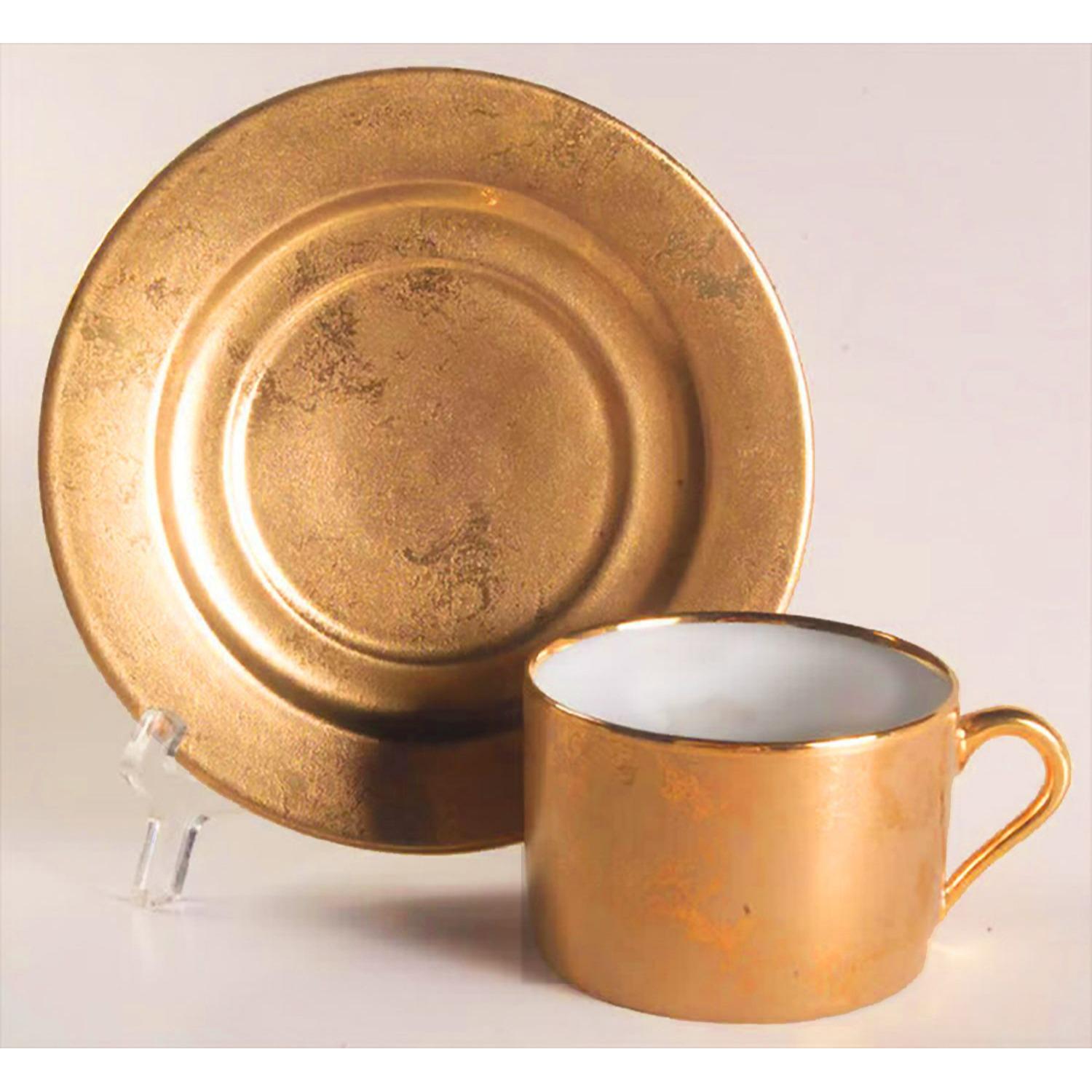 フィリップデズリエ　PHILIPPE DESHOULIERES ゴールド Gold PHILIPPE DESHOULIERES Flat Cup & Saucer Set Porcelaine De